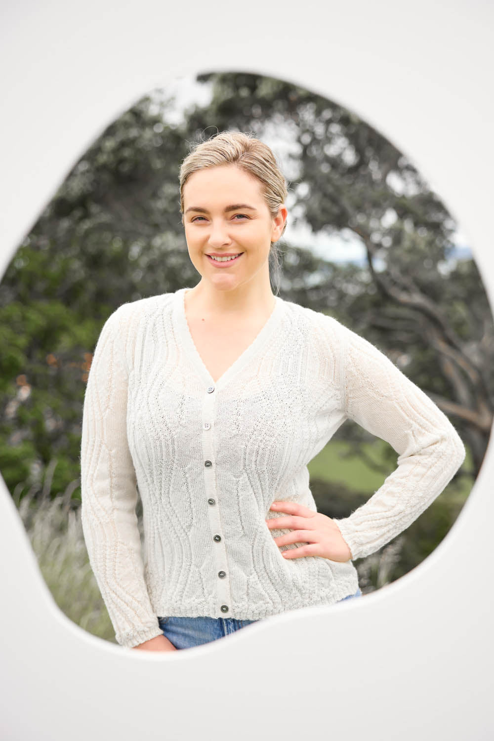 Wavey Pattern V Neck Cardigan