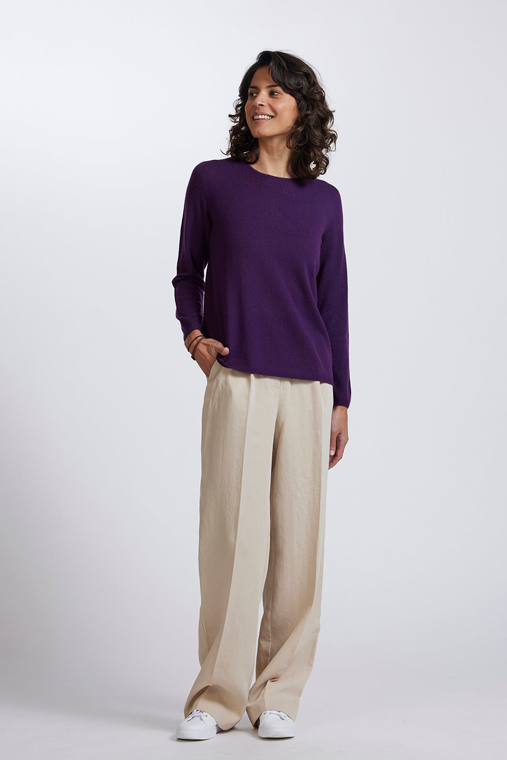 Classic Crew Sweater in Plum by Royal Merino