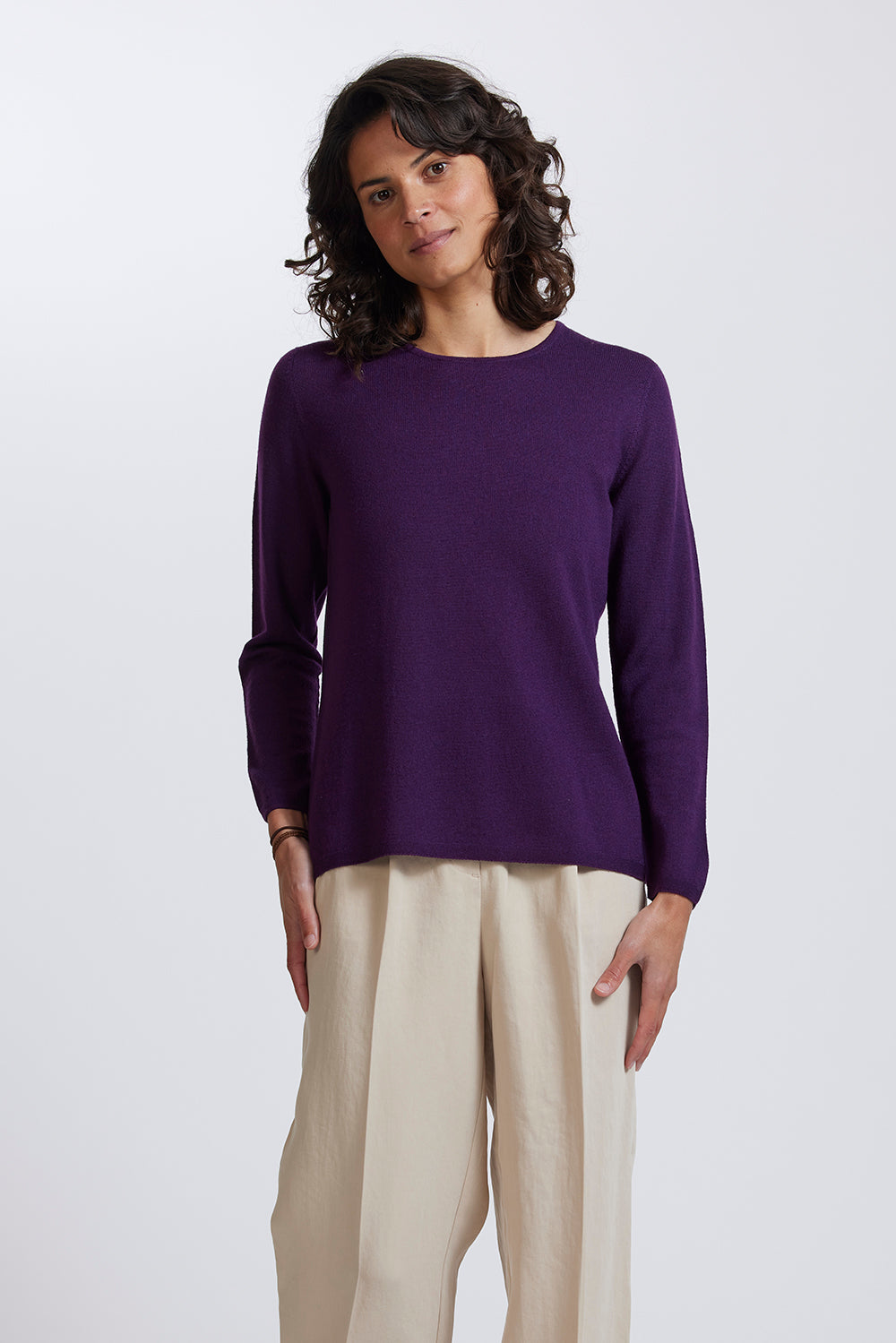 Classic Crew Sweater in Plum by Royal Merino