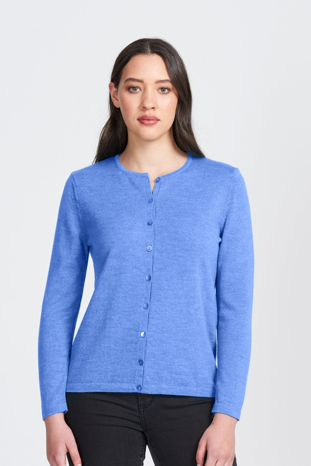 Button Cardigan in Cornflower by Royal Merino