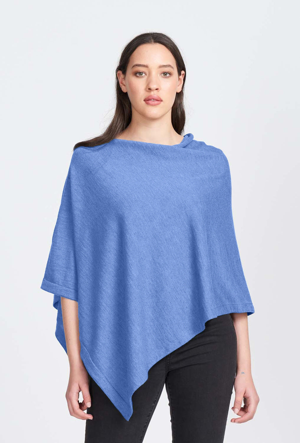 Asymmetric Poncho in Cornflower by Royal Merino