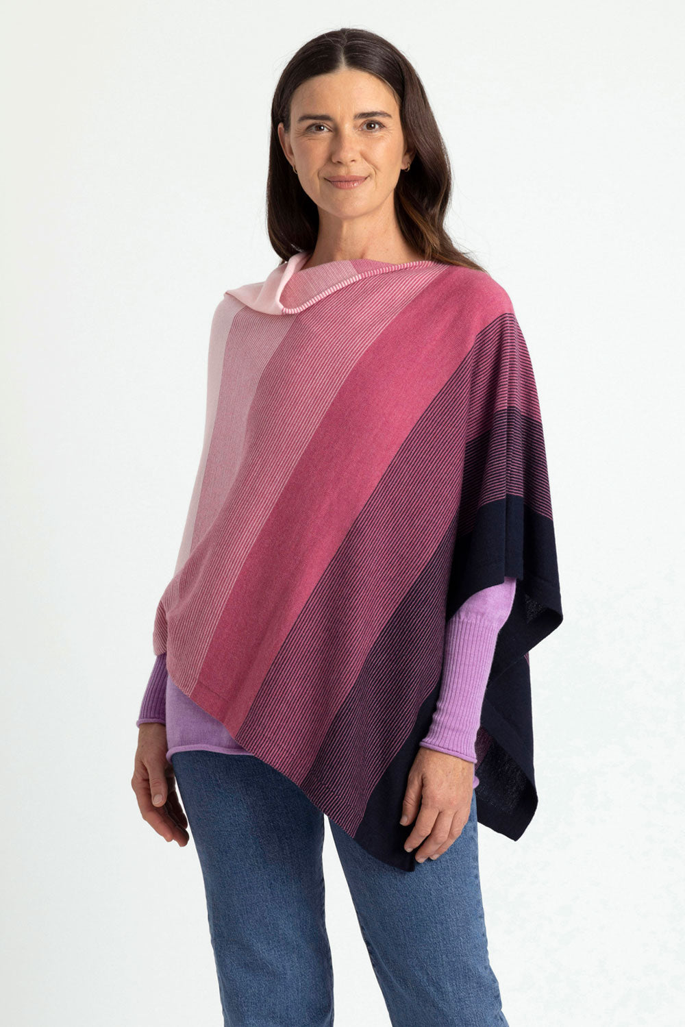 Graduated Stripe Poncho