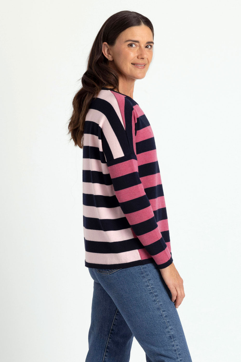 Striped Drop Shoulder Jumper by Royal Merino