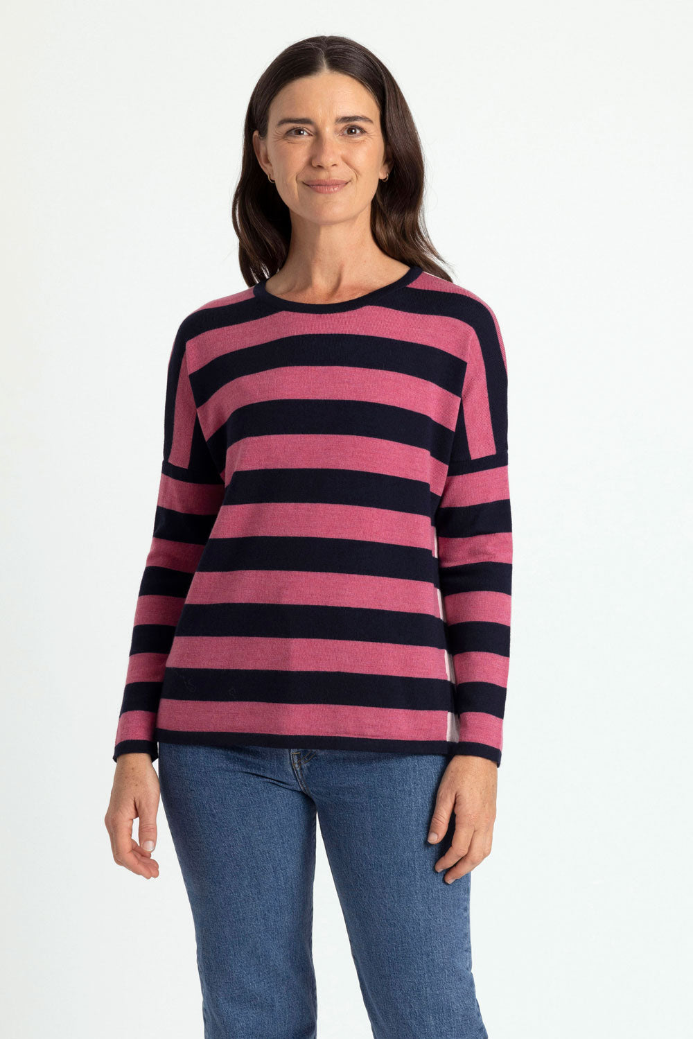 Striped Drop Shoulder Jumper by Royal Merino