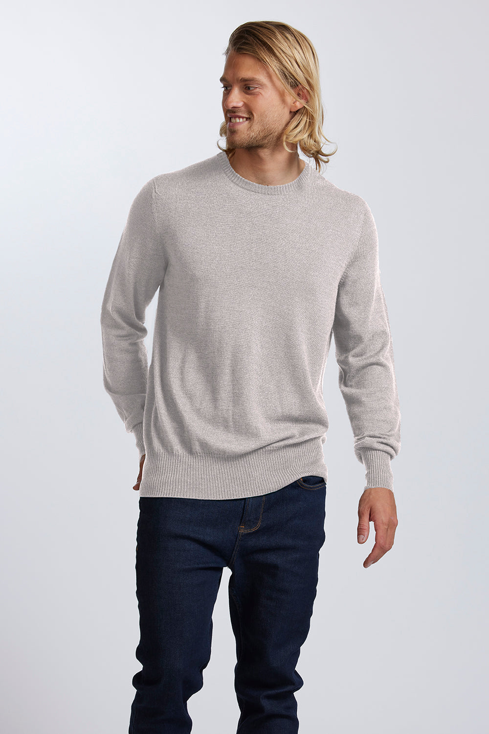 Mens Crew Neck in Light Sand by Royal Merino