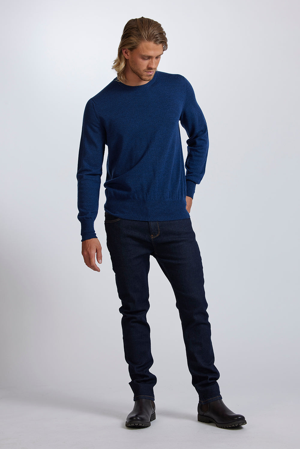 Mens Crew Neck in Midnight by Royal Merino