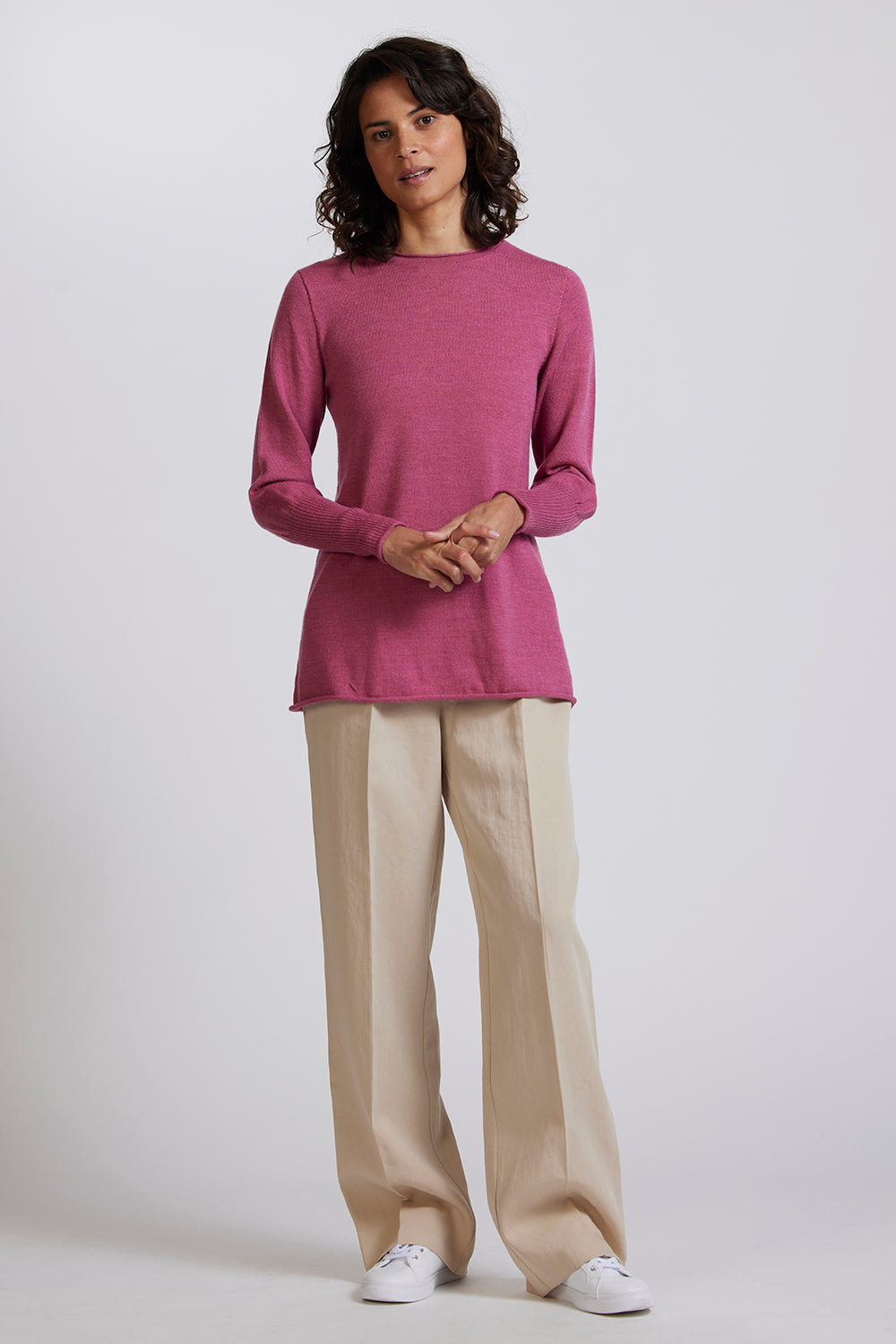 A-Line Crew Neck Sweater in Azalea by Royal Merino