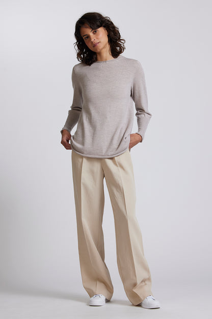 A-Line Crew Neck Sweater in Light Sand by Royal Merino