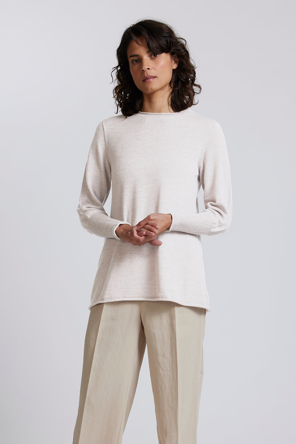 A-Line Crew Neck Sweater in Natural by Royal Merino
