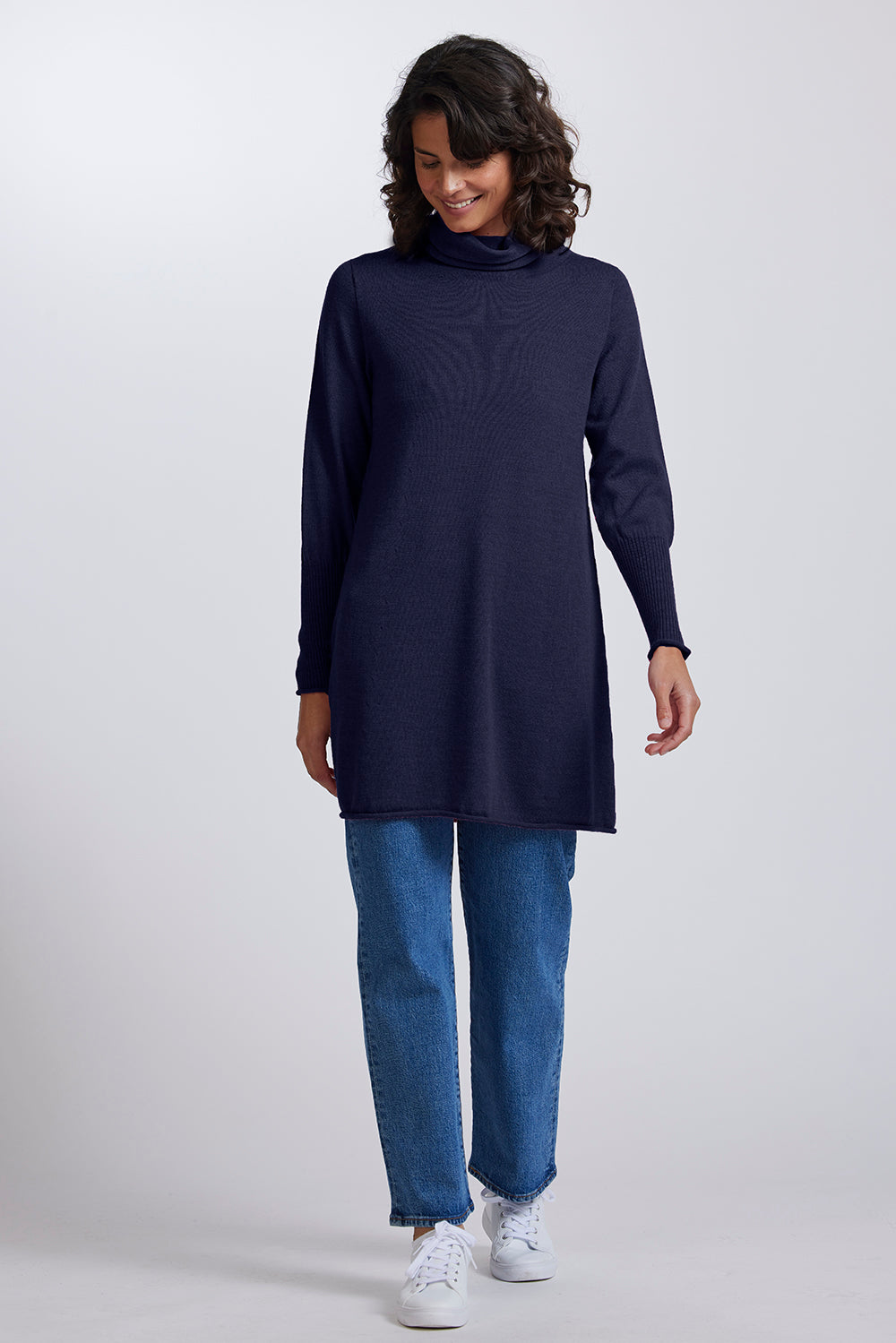 Flared Tunic in Light Navy by Royal Merino