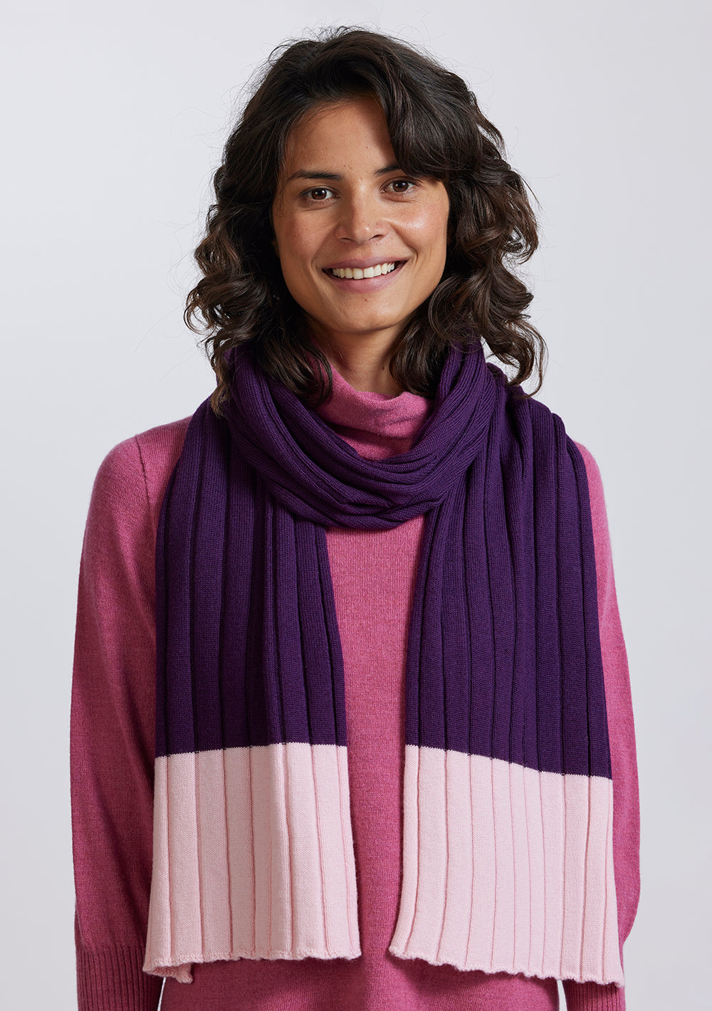Colour Block Scarf in Plum Lychee by Royal Merino